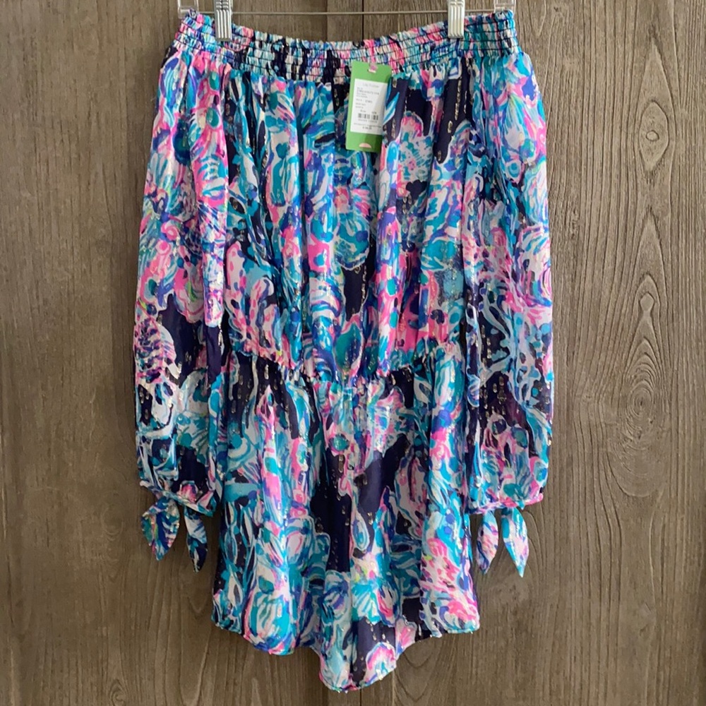 Lilly Pulitzer Myri Romper Caught Up Brigit Navy